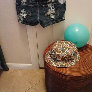 Decree Blue Jean Shorts with Floral Accents